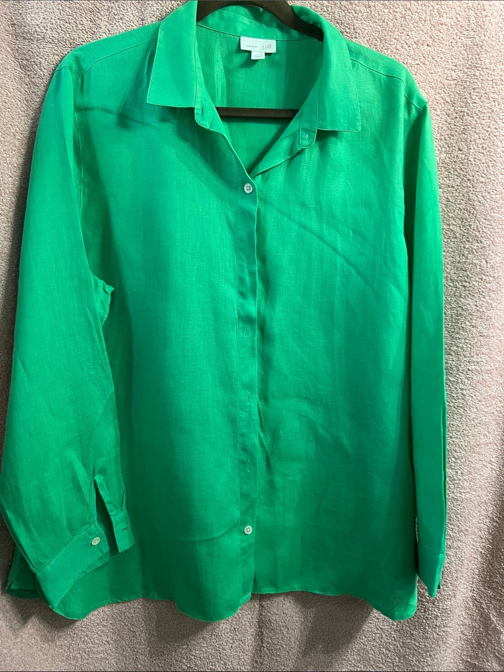 J. Jill Bright Emerald Linen Shirt - Picture 2 of 7